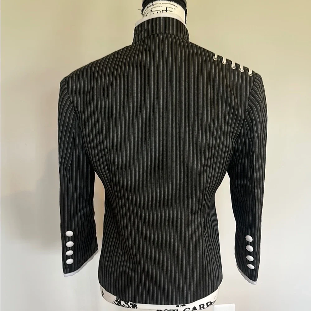 ANIME  BLAZER . BLACK & WHITE STRIPED FINE QUALITY FABRIC EUC
